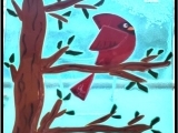 Glass Fused "Bird in a Tree" Suncatcher