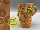 EW-05-18 Clay Hand Building " Honey Comb Bee Cup "