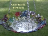EW-06-16 or 13 Glass Fusion of  Elegance "Rainbow Bird Bath"