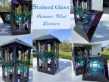 EW-07-15,22,29. 08-5 3 D Stained Glass Summer Glow Lantern