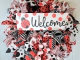 Create a Ladybug “Welcome” Deco Mesh Wreath W24