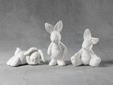 Ceramics: 3 Stuffed Baby Rabbits